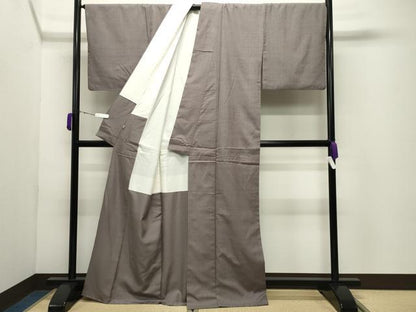 平和屋着物●本場結城紬　重要無形文化財　色無地　鳩羽鼠色　正絹　逸品　CABD9187gh