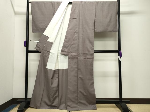 平和屋着物●本場結城紬　重要無形文化財　色無地　鳩羽鼠色　正絹　逸品　CABD9187gh