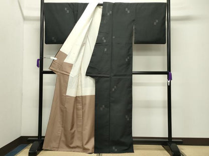 平和屋着物●結城紬　80亀甲　吉祥文　正絹　逸品　CABD9189gh