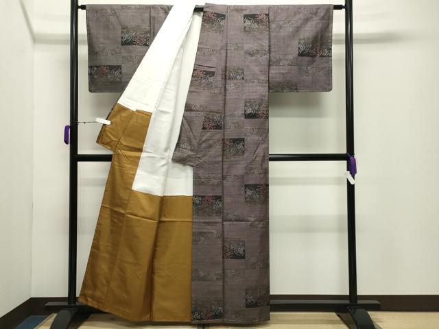 平和屋着物●本場大島紬　色紙草花文　鶴田織物謹製　証紙付き　上代33万　正絹　逸品　未使用　CABD9191gh