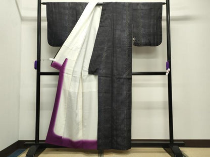 平和屋着物●本場結城紬　重要無形文化財　80亀甲　吉祥間道　正絹　逸品　CABD9193gh