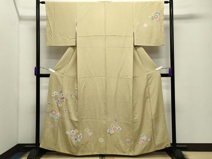平和屋着物●創業460年・千總　訪問着　駒刺繍　更紗花唐草文　金彩　三越扱い　正絹　逸品　CABD9195gh