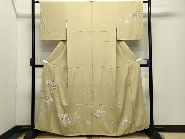 平和屋着物●創業460年・千總　訪問着　駒刺繍　更紗花唐草文　金彩　三越扱い　正絹　逸品　CABD9195gh