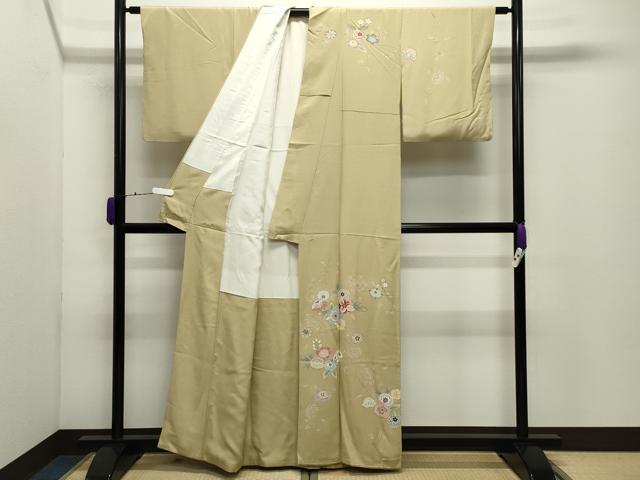 平和屋着物●創業460年・千總　訪問着　駒刺繍　更紗花唐草文　金彩　三越扱い　正絹　逸品　CABD9195gh