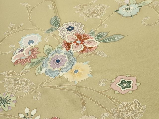 平和屋着物●創業460年・千總　訪問着　駒刺繍　更紗花唐草文　金彩　三越扱い　正絹　逸品　CABD9195gh