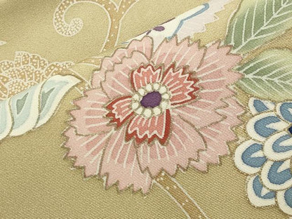 平和屋着物●創業460年・千總　訪問着　駒刺繍　更紗花唐草文　金彩　三越扱い　正絹　逸品　CABD9195gh