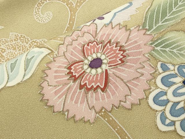 平和屋着物●創業460年・千總　訪問着　駒刺繍　更紗花唐草文　金彩　三越扱い　正絹　逸品　CABD9195gh