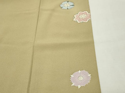 平和屋着物●創業460年・千總　訪問着　駒刺繍　更紗花唐草文　金彩　三越扱い　正絹　逸品　CABD9195gh