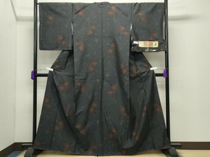 平和屋着物●本場大島紬　楓文　証紙付き　正絹　逸品　未使用　CABD9202gh