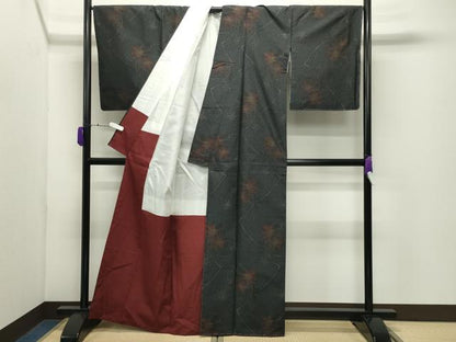 平和屋着物●本場大島紬　楓文　証紙付き　正絹　逸品　未使用　CABD9202gh