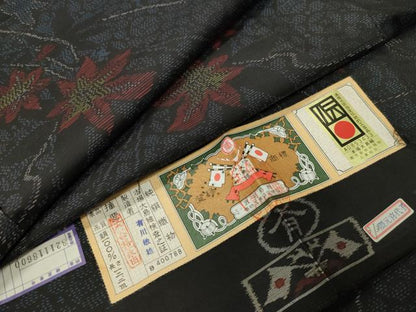 平和屋着物●本場大島紬　楓文　証紙付き　正絹　逸品　未使用　CABD9202gh