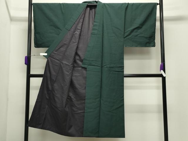 平和屋着物●男性　紬　アンサンブル　色無地　鉄色　正絹　逸品　CABD9203gh
