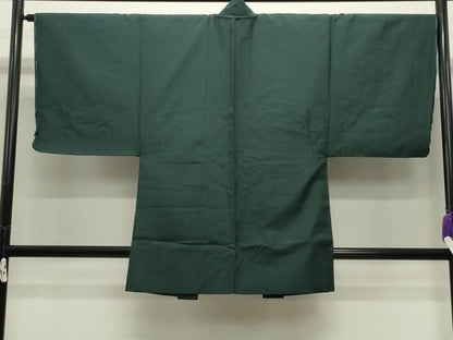 平和屋着物●男性　紬　アンサンブル　色無地　鉄色　正絹　逸品　CABD9203gh