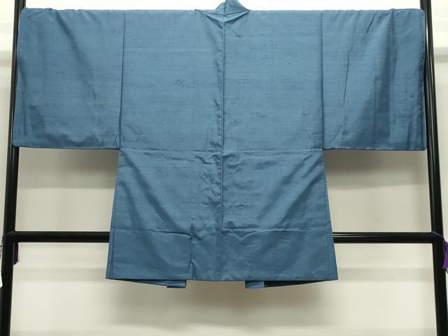 平和屋着物●男性　紬　アンサンブル　色無地　藍鼠色　正絹　逸品　CABD9209gh