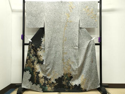 平和屋着物●英王室献上友禅作家　木下勝功　訪問着　草花文　暈し染め　金彩　正絹　逸品　CABD9210gh
