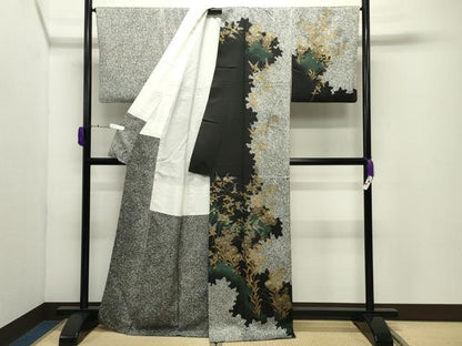 平和屋着物●英王室献上友禅作家　木下勝功　訪問着　草花文　暈し染め　金彩　正絹　逸品　CABD9210gh