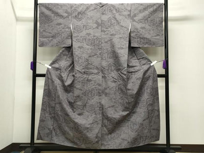 平和屋着物●結城紬　100亀甲　雲重ね亀甲花文　正絹　逸品　CABD9217gh