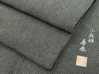 平和屋着物●江戸小紋　小紋師：寿永　角通し　黒地　正絹　逸品　CABD9218gh