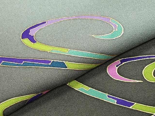 平和屋着物●友禅作家　城戸壇上　訪問着　手描き　枝松花文　暈し染め　金彩　正絹　逸品　CABD9220gh