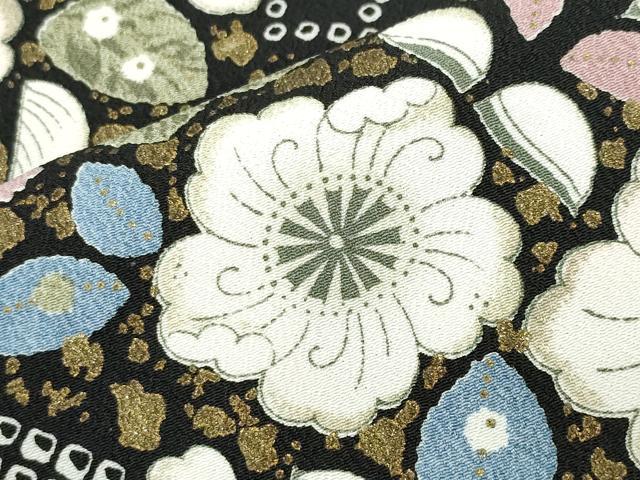 平和屋着物●訪問着　辻が花　黒地　金彩　洗える着物　CABD9225gh