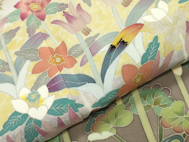 平和屋着物●本加賀友禅作家　百貫華峰　黒留袖　草花文　暈し染め　正絹　逸品　CABD9226gh