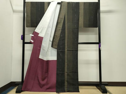 平和屋着物●結城紬　吉祥間道　やまと誂製　正絹　逸品　CABD9227gh