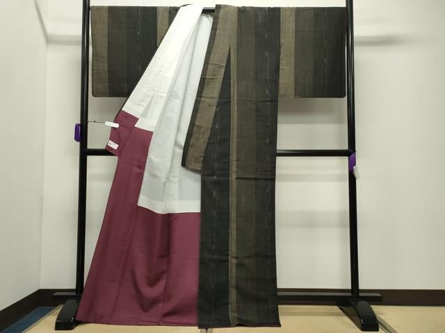 平和屋着物●結城紬　吉祥間道　やまと誂製　正絹　逸品　CABD9227gh