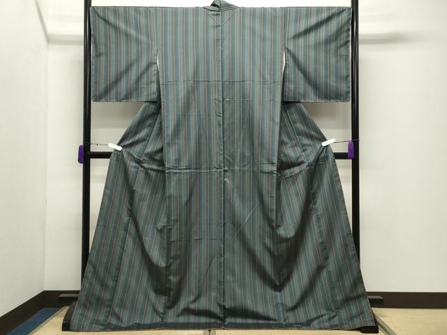 平和屋着物●本場縞大島紬　縞　ロング丈　正絹　逸品　未使用　CABD9228gh 平和屋着物○本場縞大島紬 縞 ロング丈 正絹 逸品 未使用 CABD9228gh