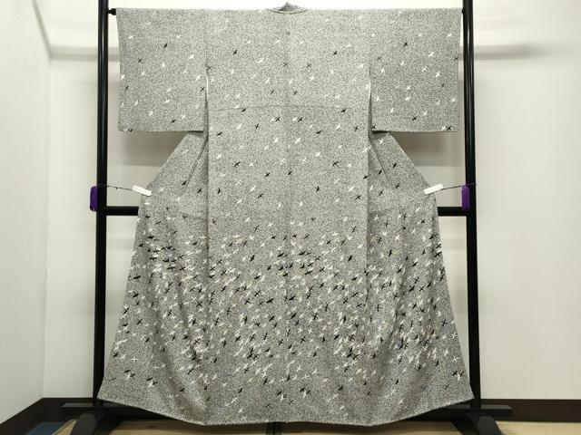 平和屋着物●訪問着　群鶴文　たたき染め　金銀彩　正絹　逸品　CABD9229gh