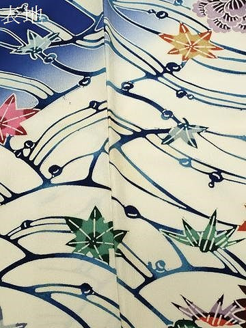 平和屋着物●豪華振袖　型染め　立波花文　暈し染め　正絹　逸品　CABD9230gh
