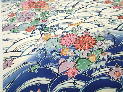 平和屋着物●豪華振袖　型染め　立波花文　暈し染め　正絹　逸品　CABD9230gh