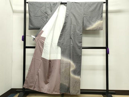 平和屋着物●訪問着　紬地　杢目絞り　道長吉祥文　正絹　逸品　CABD9231gh