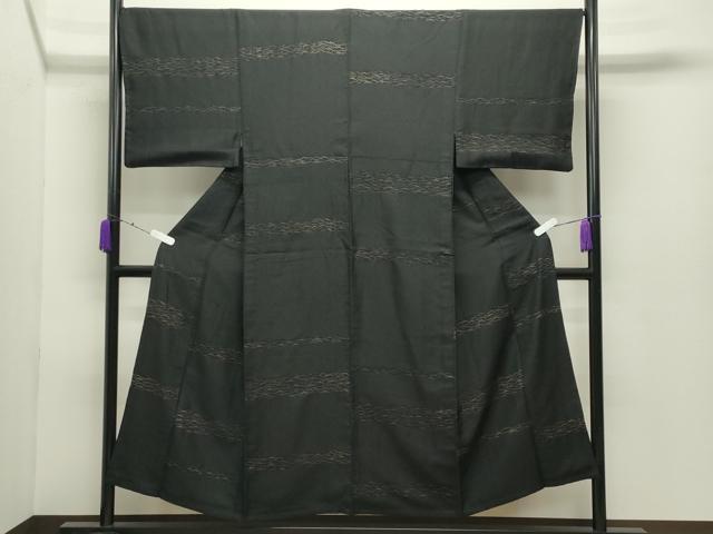 平和屋着物●男性　小紋　紗　雪芝文　黒地　正絹　逸品　CABD9232gh 平和屋着物○男性 小紋 紗 雪芝文 黒地 正絹 逸品 CABD9232gh