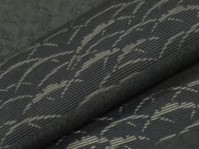 平和屋着物●男性　小紋　紗　雪芝文　黒地　正絹　逸品　CABD9232gh
