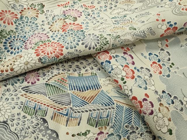 平和屋着物●長襦袢　無双仕立て　御所解松竹梅文　正絹　逸品　CABD9239gh