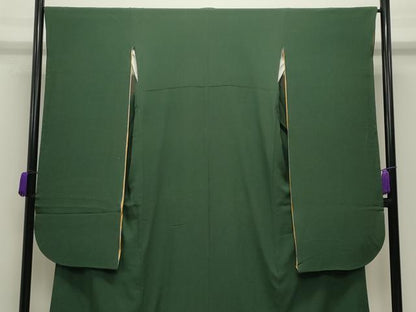 平和屋着物●豪華振袖　色無地　深緑色　やまと誂製　正絹　逸品　CABD9240gh