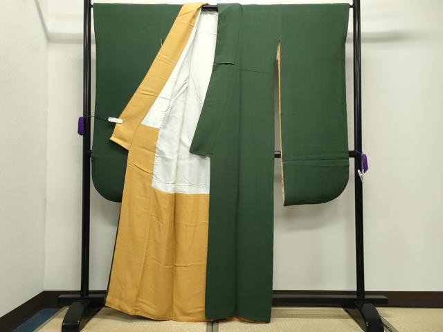平和屋着物●豪華振袖　色無地　深緑色　やまと誂製　正絹　逸品　CABD9240gh