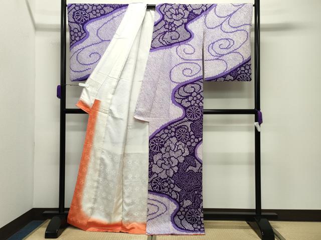 平和屋着物○訪問着 総絞り 流水花文 正絹 逸品 CABD9241gh