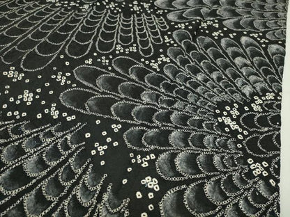 平和屋着物●訪問着　総絞り　吉祥文　黒地　銀彩　正絹　逸品　CABD9242gh