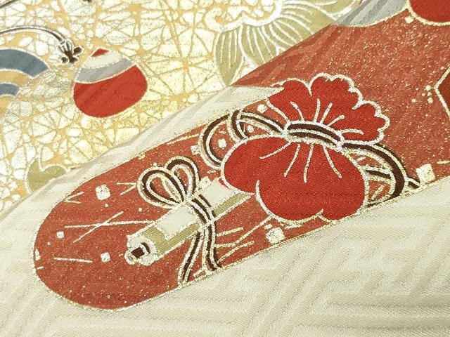 平和屋着物●訪問着　駒刺繍　絞り　飛鶴宝尽くし文　金銀彩　やまと誂製　正絹　逸品　CABD9243gh