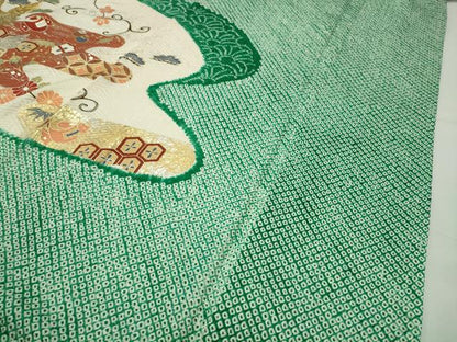 平和屋着物●訪問着　駒刺繍　絞り　飛鶴宝尽くし文　金銀彩　やまと誂製　正絹　逸品　CABD9243gh