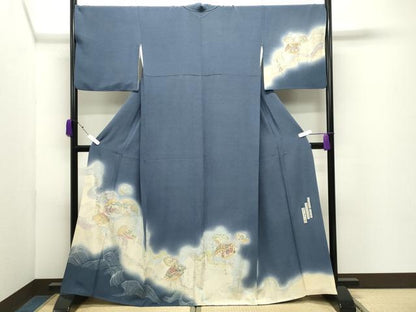平和屋着物●友禅師・京の名工・伝統工芸士・樽本伊勢蔵　訪問着　貝合せ人物風景文　暈し染め　金銀彩　正絹　逸品　CABD9249gh