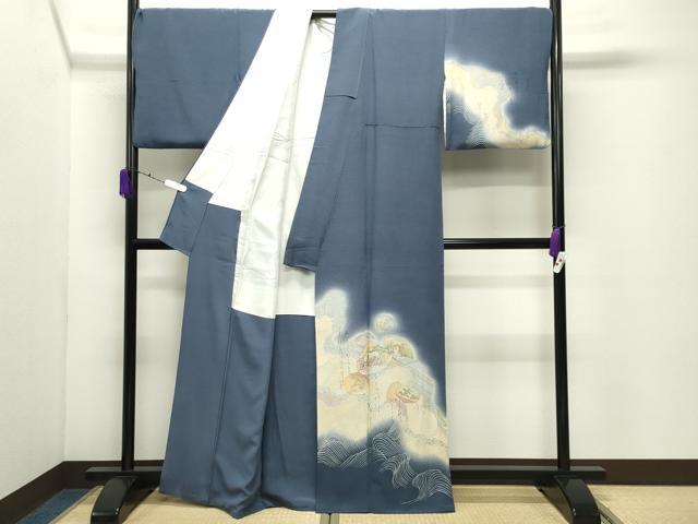 平和屋着物●友禅師・京の名工・伝統工芸士・樽本伊勢蔵　訪問着　貝合せ人物風景文　暈し染め　金銀彩　正絹　逸品　CABD9249gh