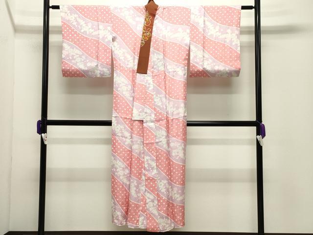 平和屋着物●長襦袢　無双仕立て　草花文　半衿刺繍　正絹　逸品　CABD9256gh