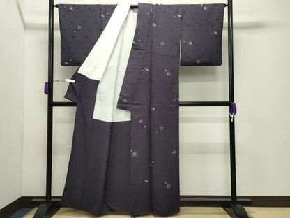 平和屋着物●中国三大刺繍　相良刺繍　小紋　舞葉文　金彩　正絹　逸品　CABD9259gh