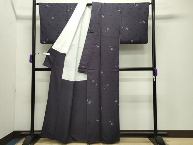 平和屋着物●中国三大刺繍　相良刺繍　小紋　舞葉文　金彩　正絹　逸品　CABD9259gh