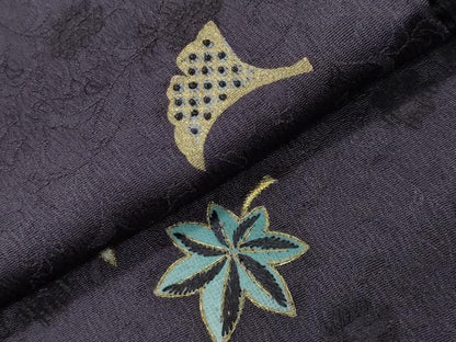 平和屋着物●中国三大刺繍　相良刺繍　小紋　舞葉文　金彩　正絹　逸品　CABD9259gh