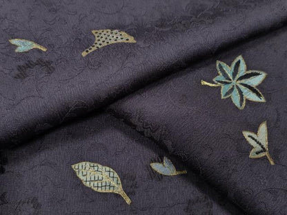 平和屋着物●中国三大刺繍　相良刺繍　小紋　舞葉文　金彩　正絹　逸品　CABD9259gh