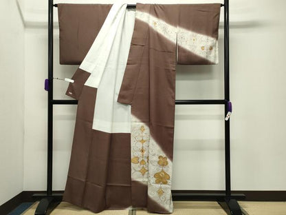 平和屋着物●訪問着　刺繍　吉祥花文　暈し染め　金彩　三越扱い　正絹　逸品　CABD9260gh