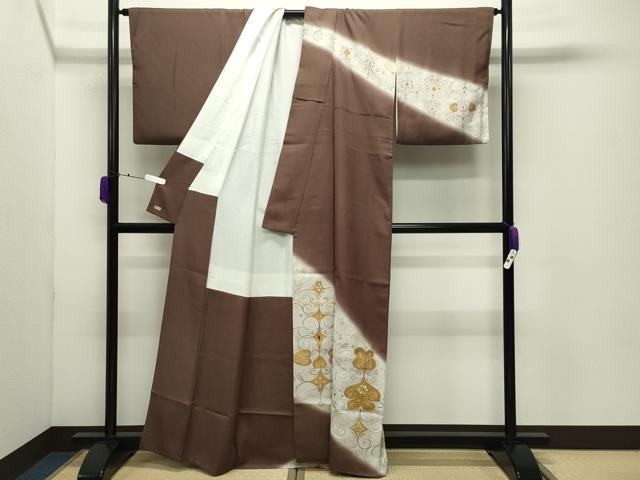 平和屋着物●訪問着　刺繍　吉祥花文　暈し染め　金彩　三越扱い　正絹　逸品　CABD9260gh